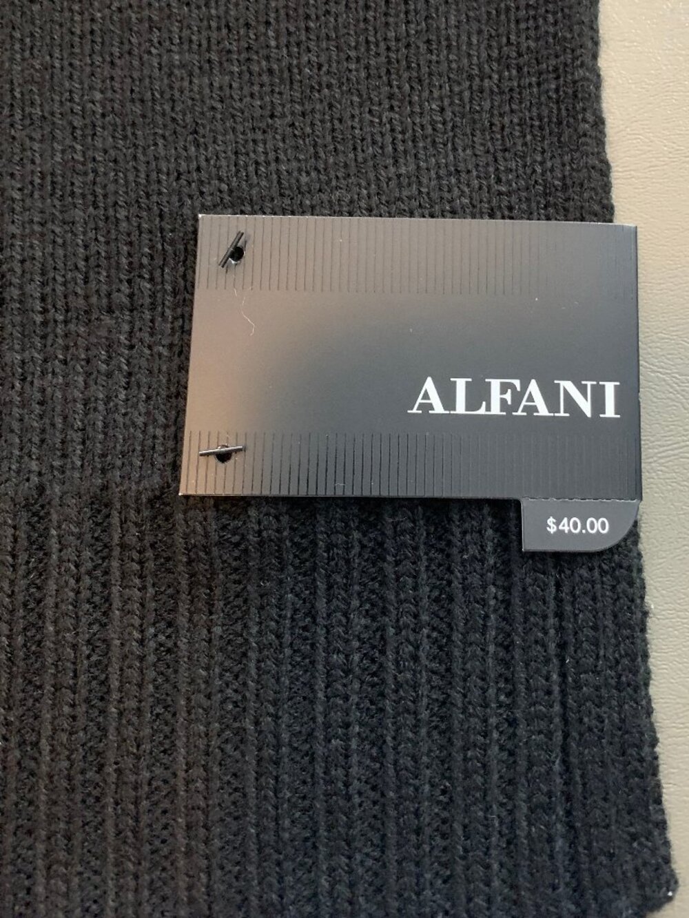 Alfani Men's 100% Acrylic Knit Space-Dyed Scarf, Black, One Size - Picture 2 of 4
